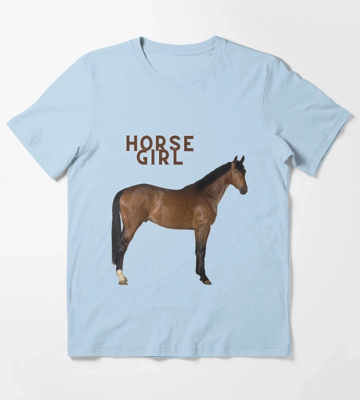 horse girl meme art T-Shirt Sky Blue