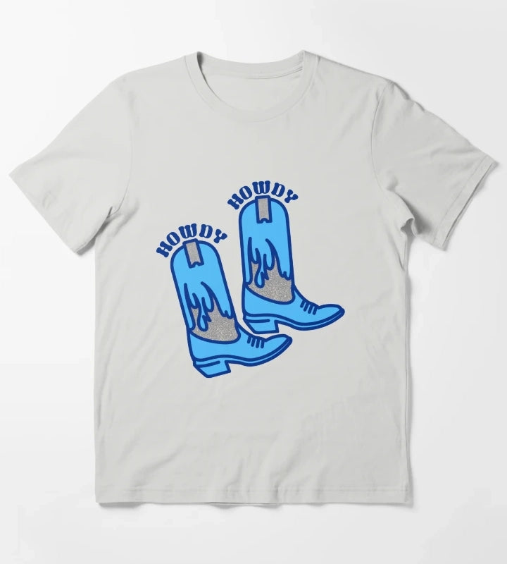 howdy boots blue T-Shirt Light Grey