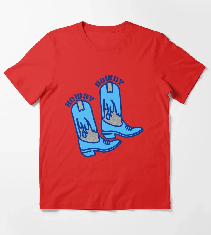 howdy boots blue T-Shirt Red