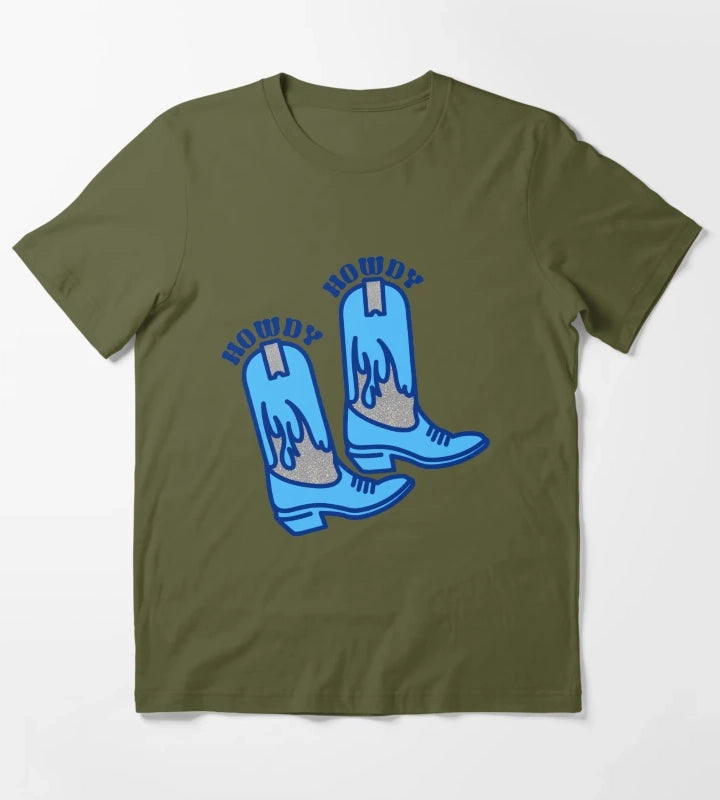 howdy boots blue T-Shirt Olive Green