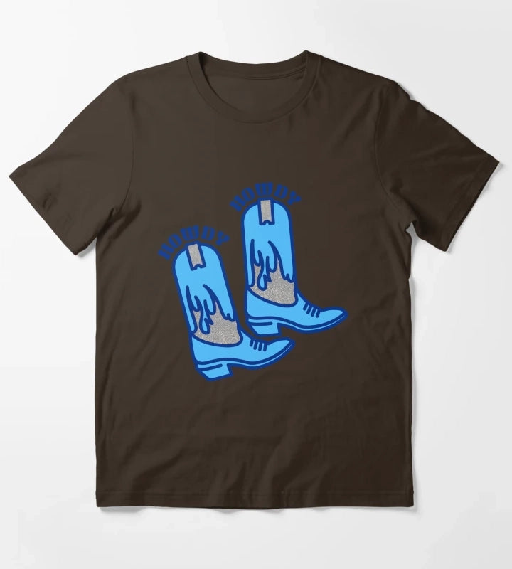 howdy boots blue T-Shirt Brown