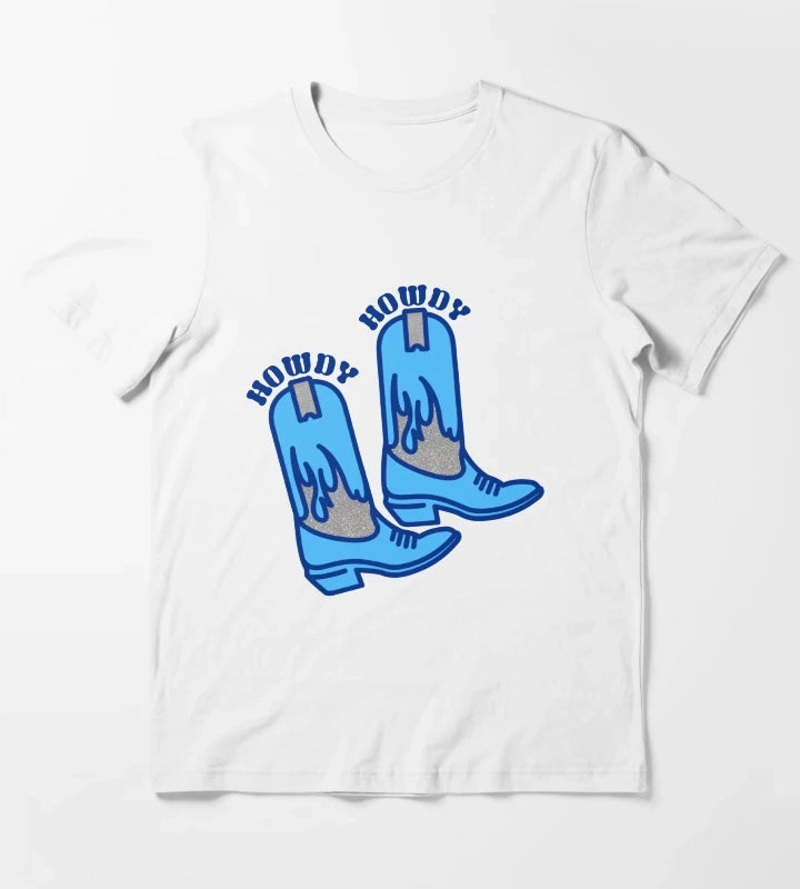 howdy boots blue T-Shirt White