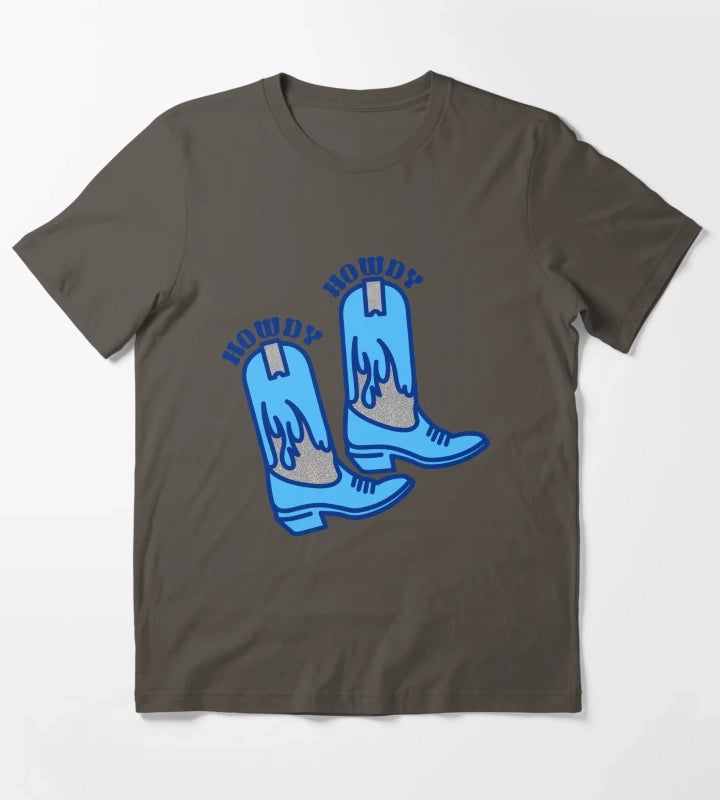 howdy boots blue T-Shirt Dark Grey