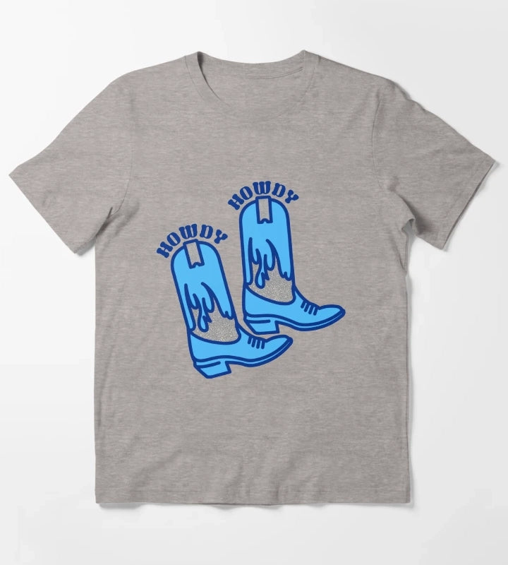 howdy boots blue T-Shirt Heather Grey