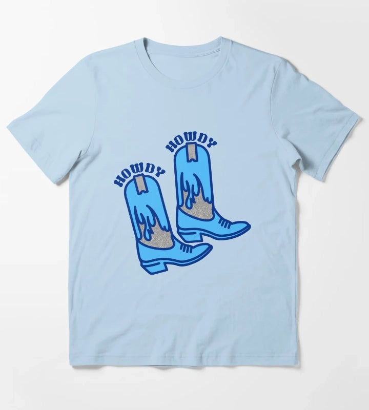 howdy boots blue T-Shirt Sky Blue