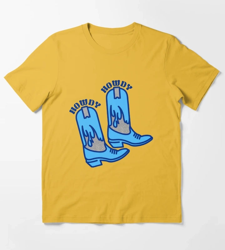 howdy boots blue T-Shirt Yellow