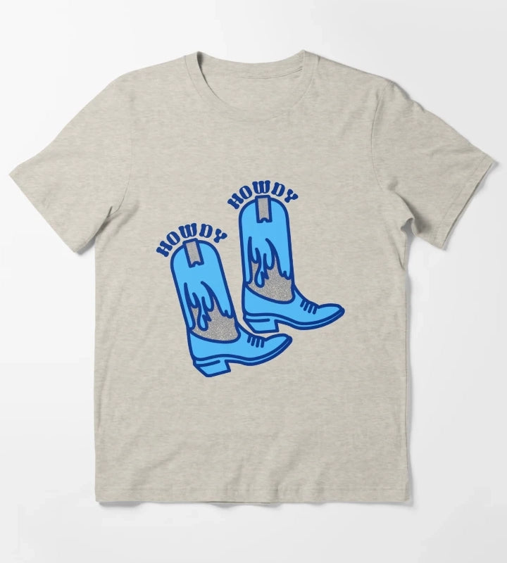 howdy boots blue T-Shirt Cream