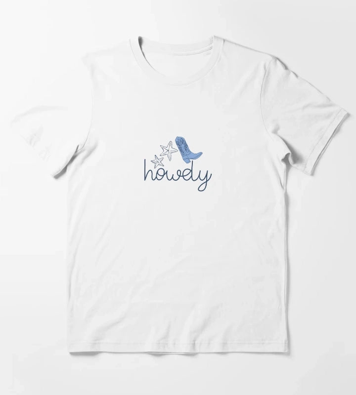 howdy tee coastal cowgirl tee coastal aesthetic howdy aesthetic coastal cowgirl sticker T-Shirt White