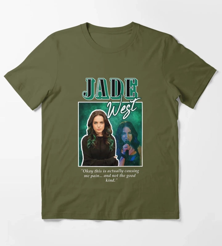 jade west 2000s aesthetic T-Shirt Olive Green