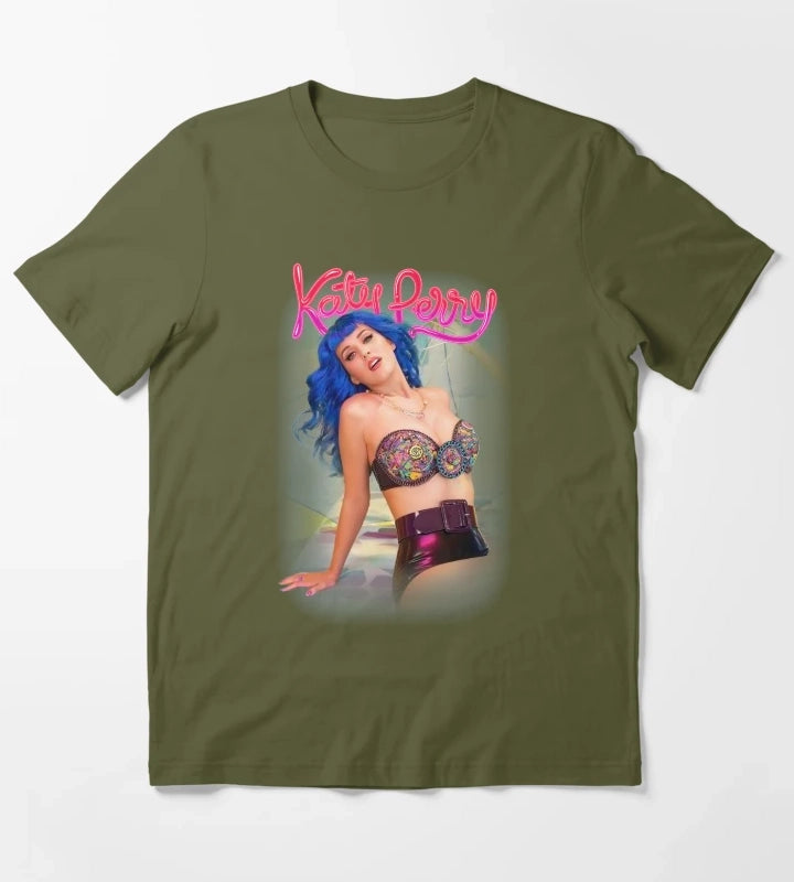 katy perry mens fun in the sun 2011 tour T-Shirt Olive Green