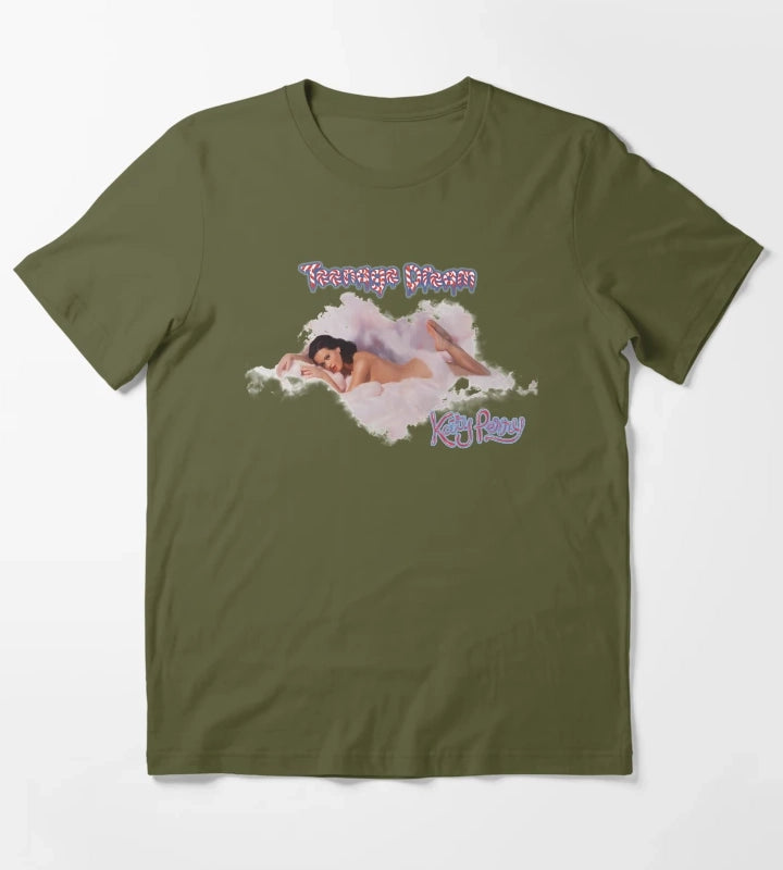 katy perry teenage dream heart shaped cloud T-Shirt Olive Green