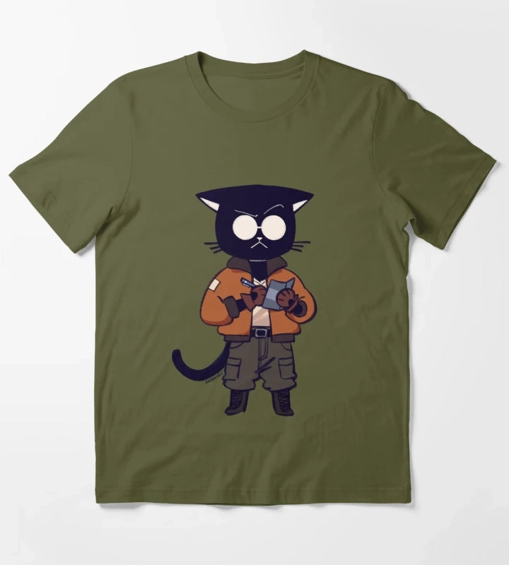 kim cat T-Shirt Olive Green