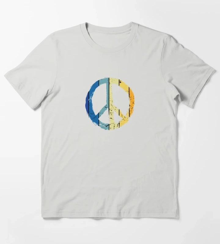 make peace not war daisy peace sign peace symbol with vintage style T-Shirt Light Grey