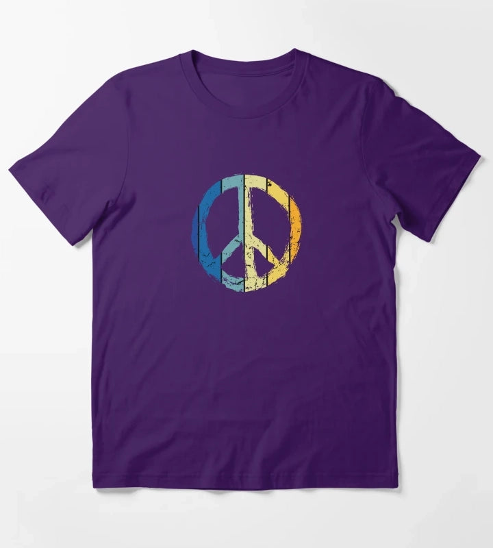 make peace not war daisy peace sign peace symbol with vintage style T-Shirt Purple