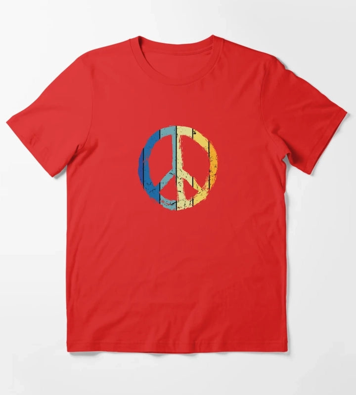 make peace not war daisy peace sign peace symbol with vintage style T-Shirt Red