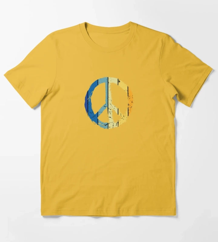make peace not war daisy peace sign peace symbol with vintage style T-Shirt Yellow