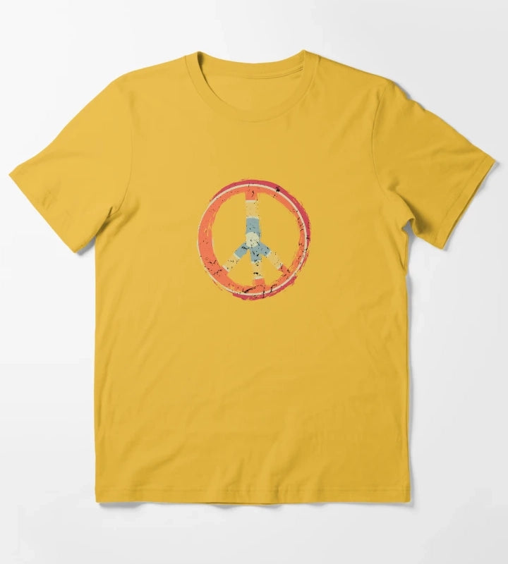 make peace not war daisy peace sign peace symbol with vintage style peace sign T-Shirt Yellow