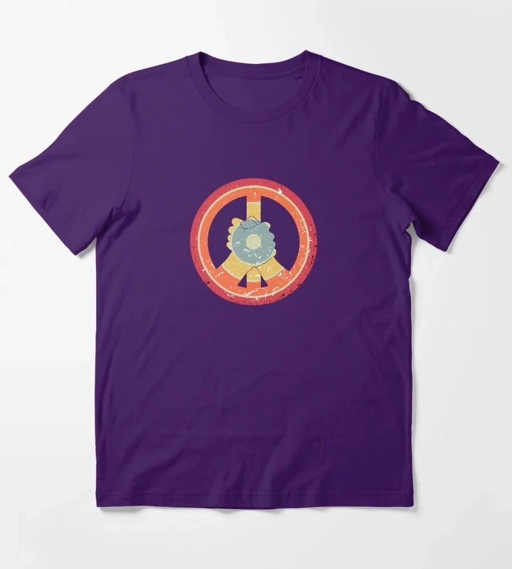 make peace not war daisy peace sign peace symbol with vintage style vintage peace sign T-Shirt Purple