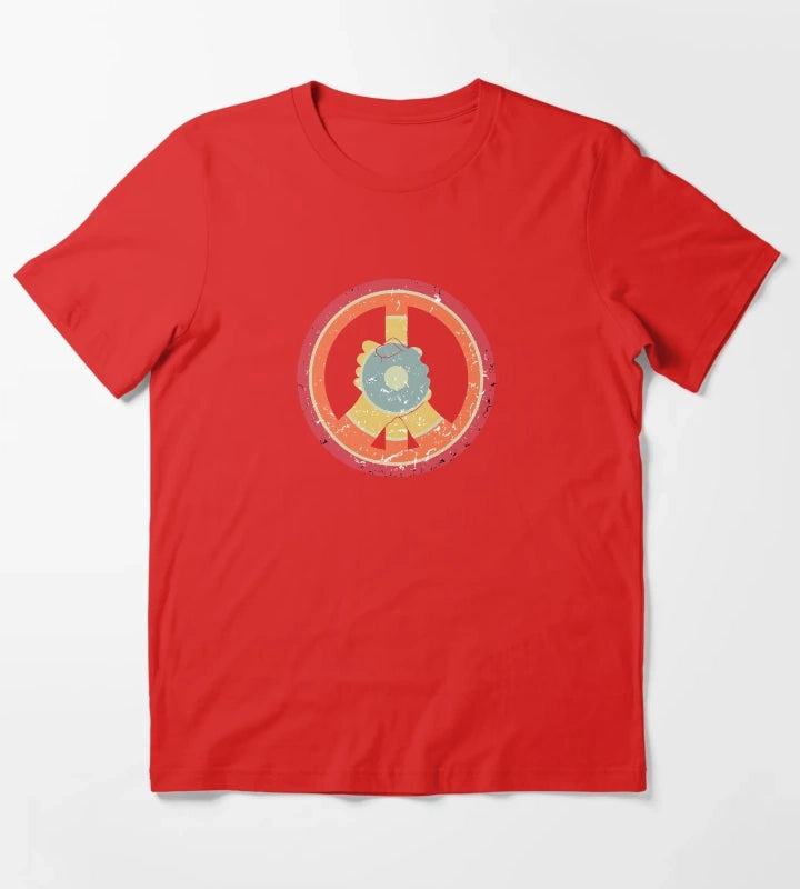make peace not war daisy peace sign peace symbol with vintage style vintage peace sign T-Shirt Red
