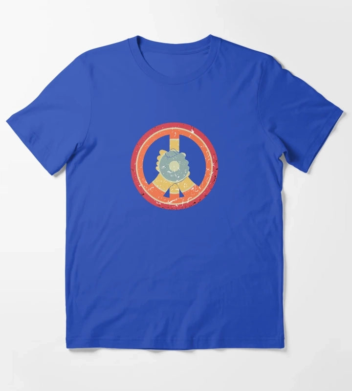 make peace not war daisy peace sign peace symbol with vintage style vintage peace sign T-Shirt Blue