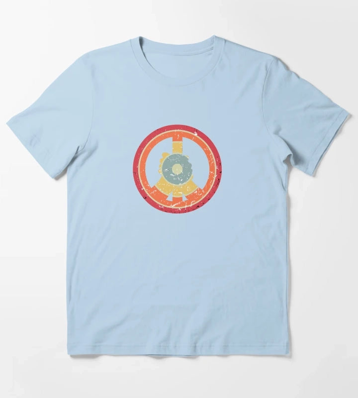 make peace not war daisy peace sign peace symbol with vintage style vintage peace sign T-Shirt Sky Blue