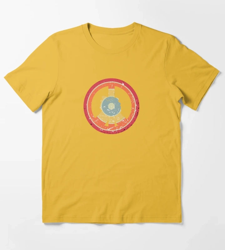 make peace not war daisy peace sign peace symbol with vintage style vintage peace sign T-Shirt Yellow