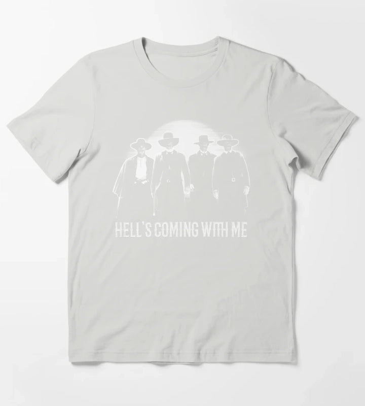 ombstone Doc Holiday Hells Coming with Me T-Shirt Light Grey