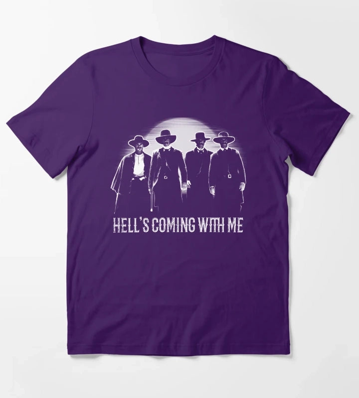 ombstone Doc Holiday Hells Coming with Me T-Shirt Purple