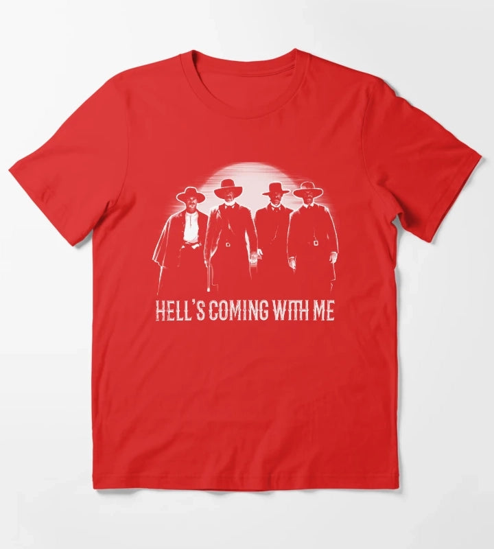 ombstone Doc Holiday Hells Coming with Me T-Shirt Red