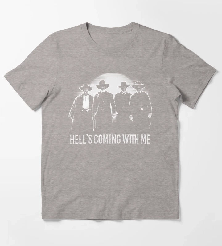 ombstone Doc Holiday Hells Coming with Me T-Shirt Heather Grey