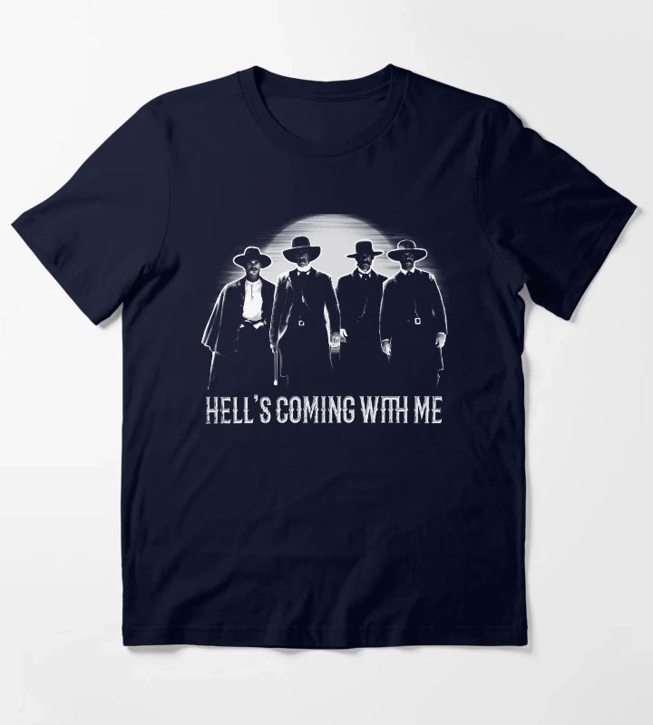 ombstone Doc Holiday Hells Coming with Me T-Shirt Navy