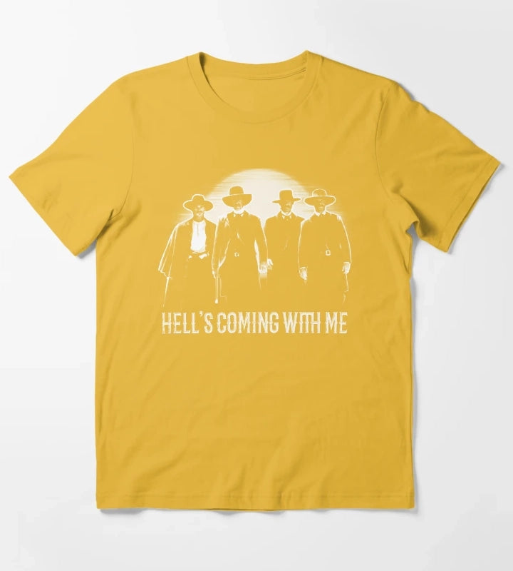 ombstone Doc Holiday Hells Coming with Me T-Shirt Yellow