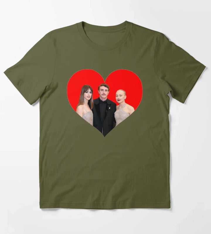 phoebe bridgers paul mescal daisy edgar jones heart T-Shirt Olive Green