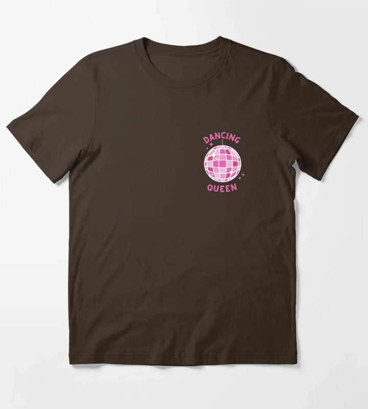 pink disco ball dancing queen T-Shirt Brown
