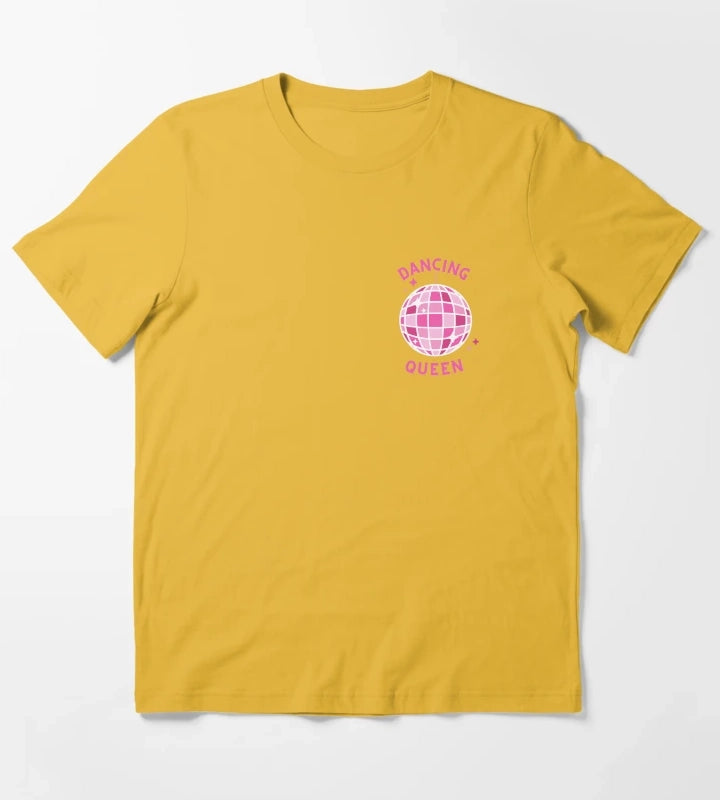 pink disco ball dancing queen T-Shirt Yellow