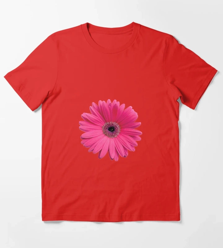 pink gerbera gerber daisy flower stickers T-Shirt Red