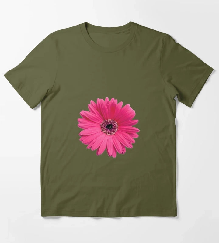 pink gerbera gerber daisy flower stickers T-Shirt Olive Green