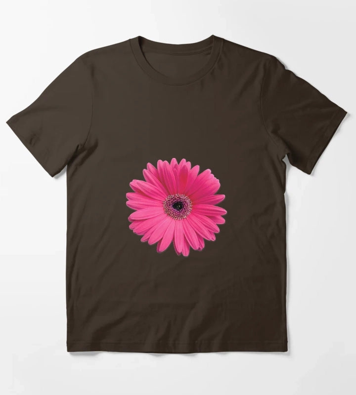 pink gerbera gerber daisy flower stickers T-Shirt Brown