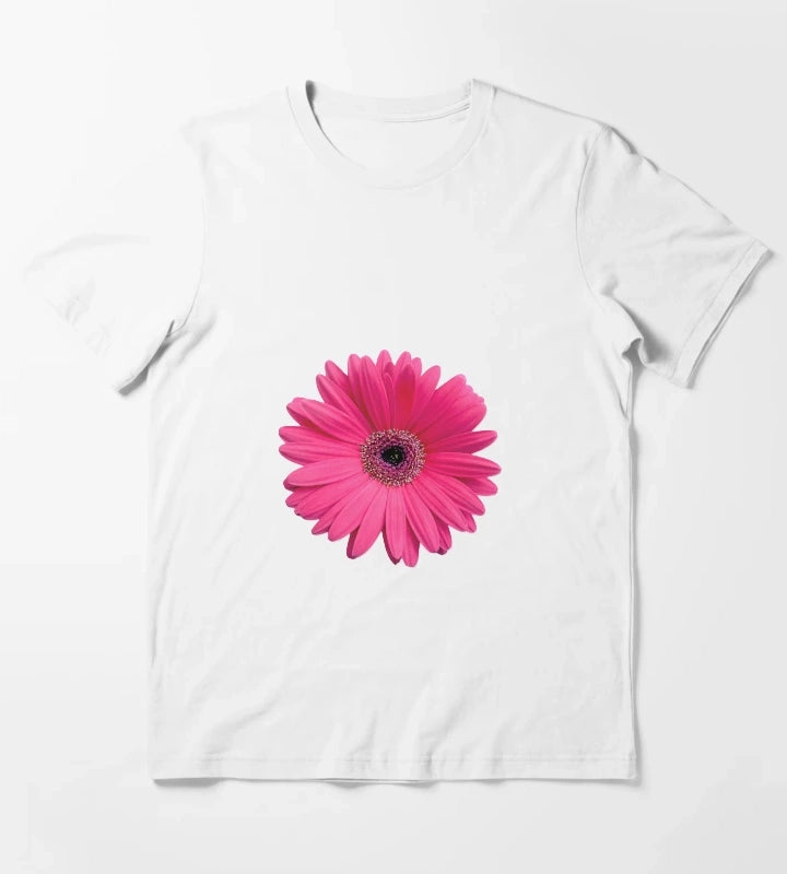 pink gerbera gerber daisy flower stickers T-Shirt White