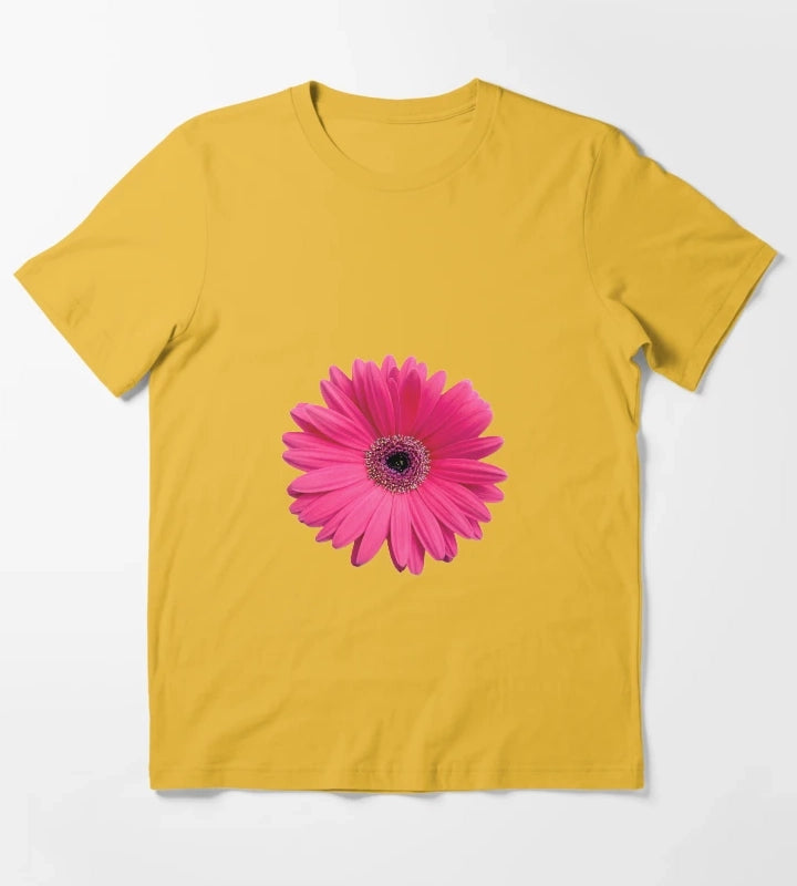 pink gerbera gerber daisy flower stickers T-Shirt Yellow