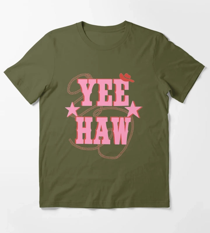 pink yee haw T-Shirt Olive Green