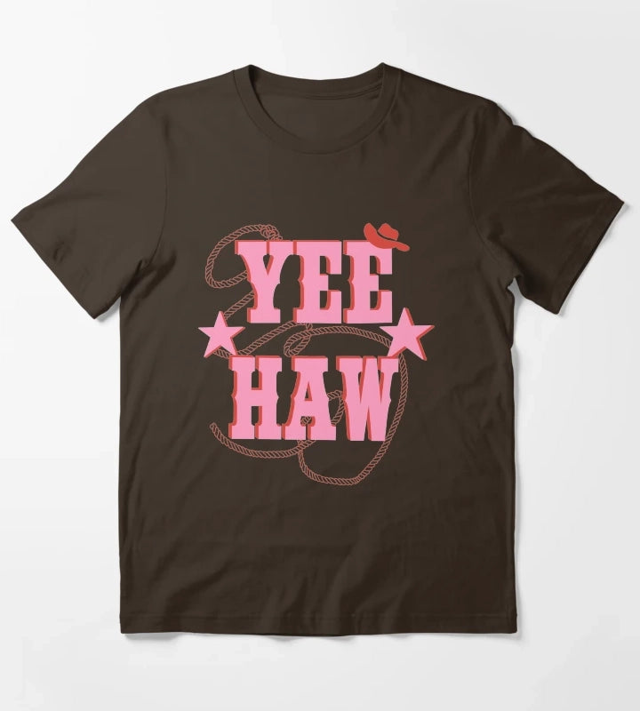 pink yee haw T-Shirt Brown