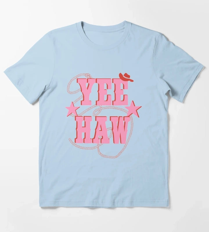 pink yee haw T-Shirt Sky Blue