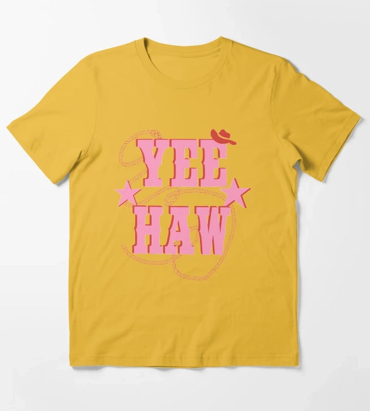 pink yee haw T-Shirt Yellow