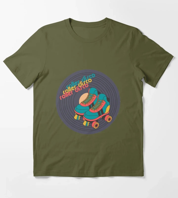 retro roller skate disco T-Shirt Olive Green