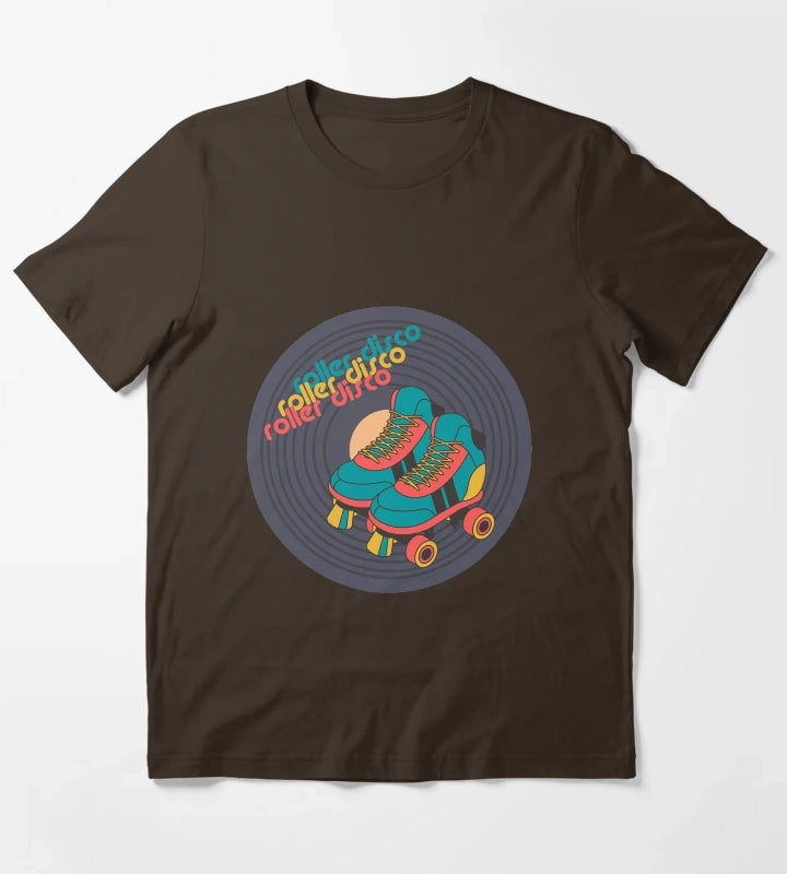 retro roller skate disco T-Shirt Brown