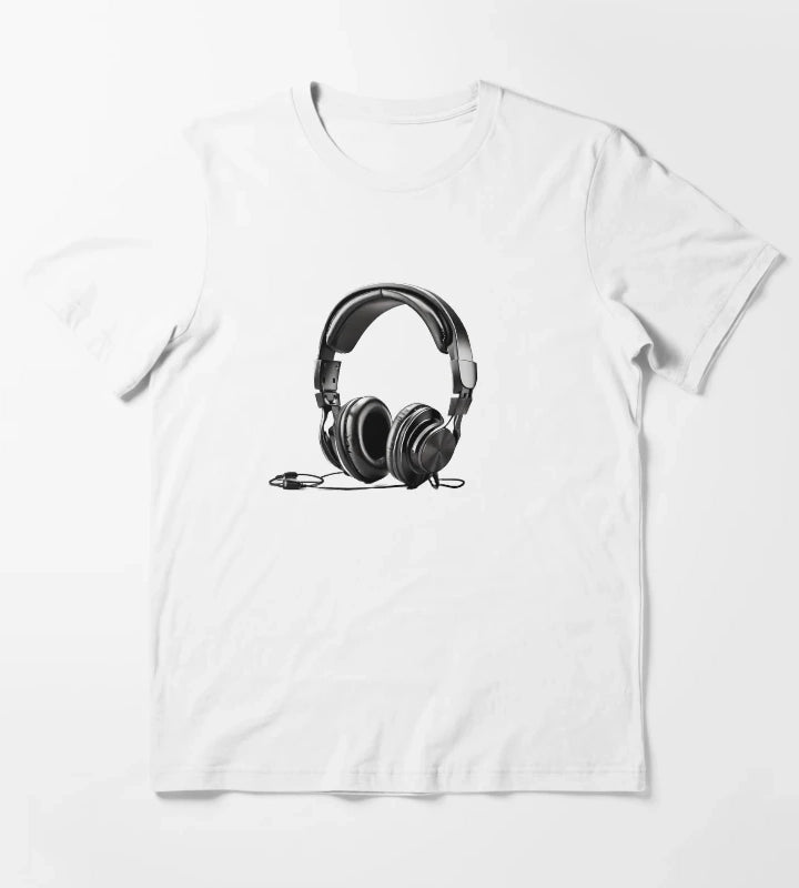 retro set of headphones made for CHILLIN sticker T-Shirt White
