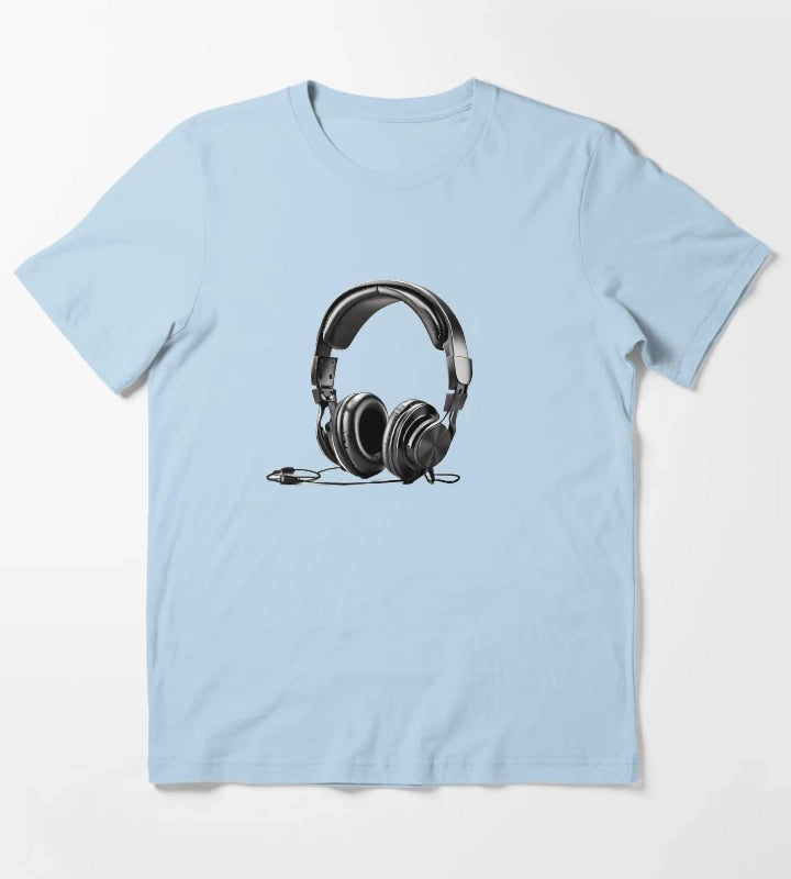 retro set of headphones made for CHILLIN sticker T-Shirt Sky Blue