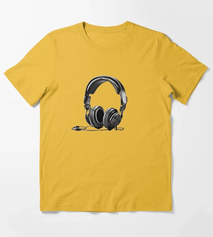 retro set of headphones made for CHILLIN sticker T-Shirt Yellow