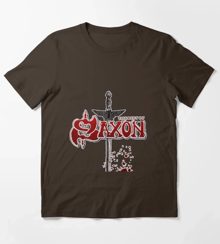 sax02 English heavy metal band saxon T-Shirt Brown